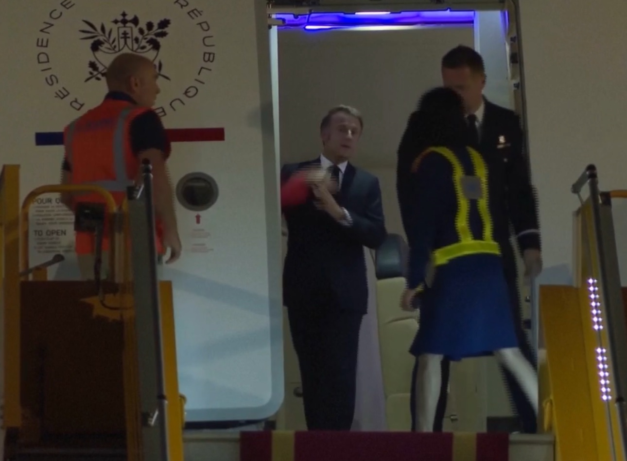 Emmanuel Macron’s wife seen shoving him in the face in viral clip as France’s first couple arrives in Vietnam